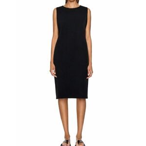 Les Copains Black Minimal Structured Viscose Silk Dress IT 44
